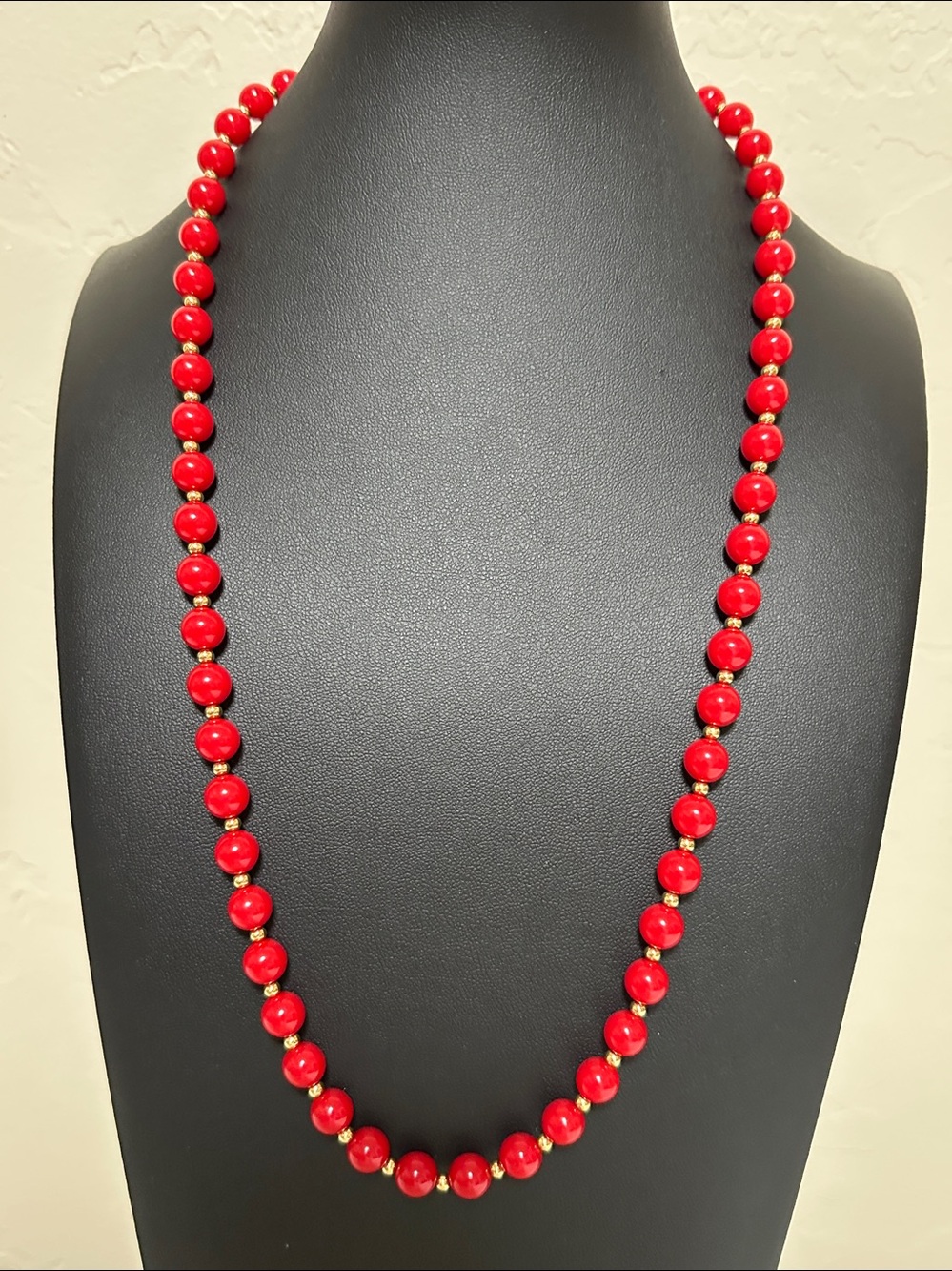 Monet Red & Gold Beaded Necklace